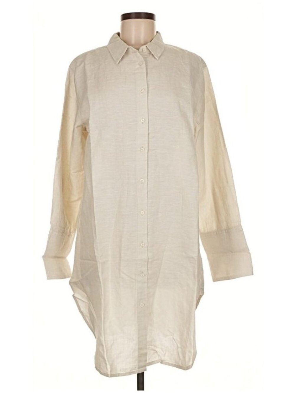 J Crew - Linen / Cotton Shirt Dress - Beige SZ Medium